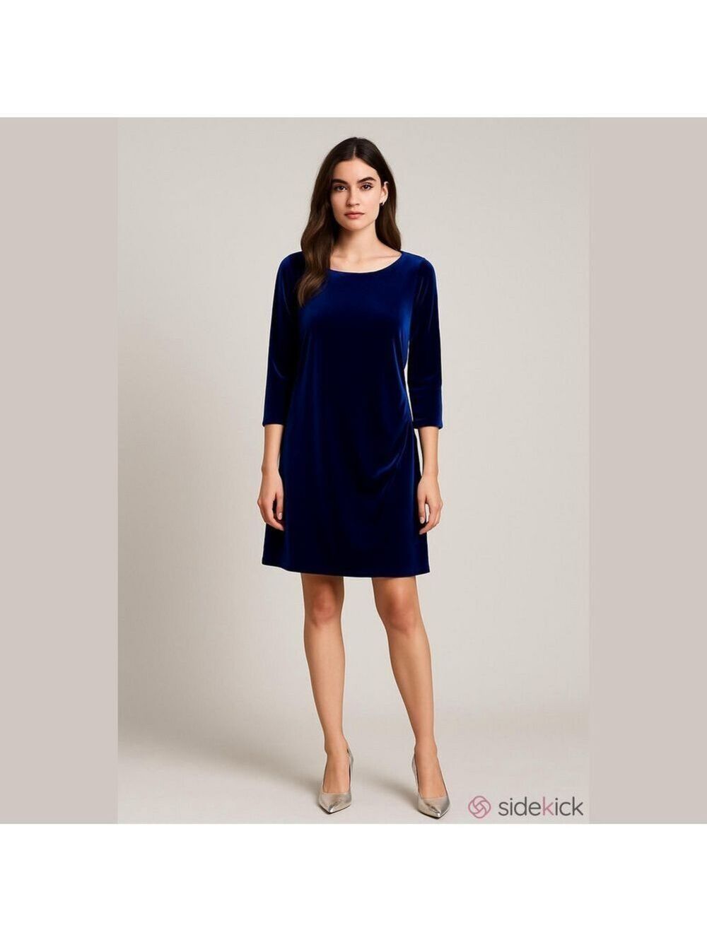 Signature Collection Velvet Green Dress, Large 12-14, PTP 22”, Length 40”